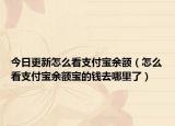 今日更新怎么看支付宝余额（怎么看支付宝余额宝的钱去哪里了）