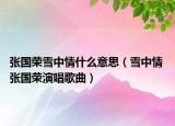 张国荣雪中情什么意思（雪中情 张国荣演唱歌曲）