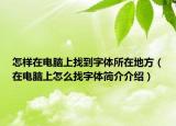怎样在电脑上找到字体所在地方（在电脑上怎么找字体简介介绍）