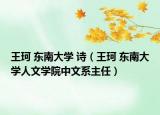 王珂 东南大学 诗（王珂 东南大学人文学院中文系主任）