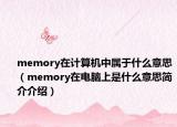 memory在计算机中属于什么意思（memory在电脑上是什么意思简介介绍）