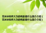 范冰冰和佟大为的电影是什么简介介绍（范冰冰和佟大为的电影是什么简介介绍）