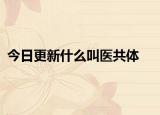 今日更新什么叫医共体