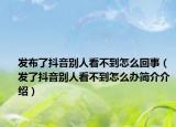 发布了抖音别人看不到怎么回事（发了抖音别人看不到怎么办简介介绍）