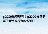 g2020核显型号（g2020核显相当于什么显卡简介介绍）