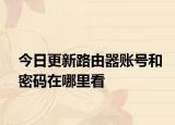 今日更新路由器账号和密码在哪里看