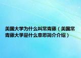 美国大学为什么叫常青藤（美国常青藤大学是什么意思简介介绍）