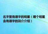 名字里有德字的明星（哪个明星含有德字的简介介绍）