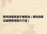 春风得意来源于哪首诗（春风得意出自哪首诗简介介绍）