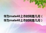 华为mate40上市时间是几月（华为mate40上市时间是几月）