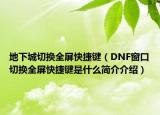地下城切换全屏快捷键（DNF窗口切换全屏快捷键是什么简介介绍）