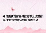 今日更新支付宝付款码怎么设置密码 支付宝付款码如何设置密码