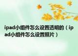 ipad小组件怎么设置透明的（ipad小组件怎么设置照片）