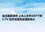 当日最新消息 上海上半年GDP下降5.7% 经济发展受疫情影响大