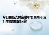 今日更新支付宝借呗怎么关闭 支付宝借呗如何关闭