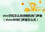 vivo手机怎么关闭相机快门声音（vivox80快门声音怎么关）