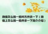 微信怎么拍一拍对方并亲一下（微信上怎么拍一拍并亲一下简介介绍）