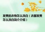 发黄的衣物怎么洗白（衣服发黄怎么洗白简介介绍）