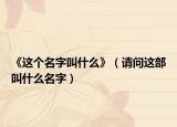 《这个名字叫什么》（请问这部叫什么名字）