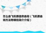 怎么查飞机票信息查询（飞机票查询方法有哪些简介介绍）