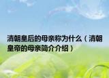 清朝皇后的母亲称为什么（清朝皇帝的母亲简介介绍）