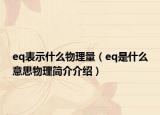 eq表示什么物理量（eq是什么意思物理简介介绍）