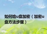如何给u盘加密（加密u盘方法步骤）