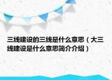 三线建设的三线是什么意思（大三线建设是什么意思简介介绍）