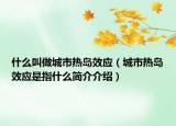 什么叫做城市热岛效应（城市热岛效应是指什么简介介绍）