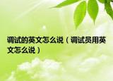 调试的英文怎么说（调试员用英文怎么说）