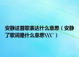 安静这首歌表达什么意思（安静了歌词是什么意思\