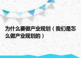 为什么要做产业规划（我们是怎么做产业规划的）