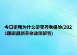 今日更新为什么要买养老保险(2021国家最新养老政策解答)