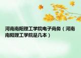 河南南阳理工学院电子商务（河南南阳理工学院是几本）