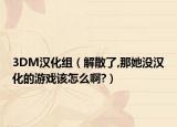 3DM汉化组（解散了,那她没汉化的游戏该怎么啊?）