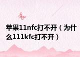 苹果11nfc打不开（为什么111kfc打不开）