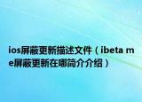 ios屏蔽更新描述文件（ibeta me屏蔽更新在哪简介介绍）