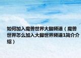 如何加入魔兽世界大脚频道（魔兽世界怎么加入大脚世界频道1简介介绍）