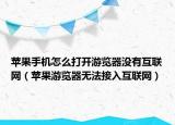 苹果手机怎么打开游览器没有互联网（苹果游览器无法接入互联网）