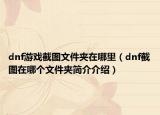 dnf游戏截图文件夹在哪里（dnf截图在哪个文件夹简介介绍）