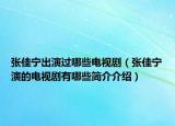 张佳宁出演过哪些电视剧（张佳宁演的电视剧有哪些简介介绍）