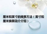 厘米和英寸的换算方法（英寸和厘米换算简介介绍）