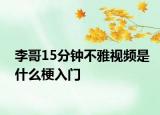 李哥15分钟不雅视频是什么梗入门