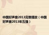 中国好声音2013完整播放（中国好声音2013年五强）