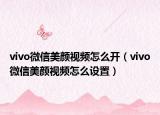 vivo微信美颜视频怎么开（vivo微信美颜视频怎么设置）