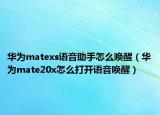 华为matexs语音助手怎么唤醒（华为mate20x怎么打开语音唤醒）