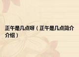 正午是几点呀（正午是几点简介介绍）