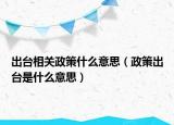 出台相关政策什么意思（政策出台是什么意思）