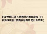白发渔樵江渚上,惯看秋月春风读音（白发渔樵江渚上惯看秋月春风.是什么意思）