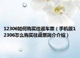 12306如何购买往返车票（手机版12306怎么购买往返票简介介绍）